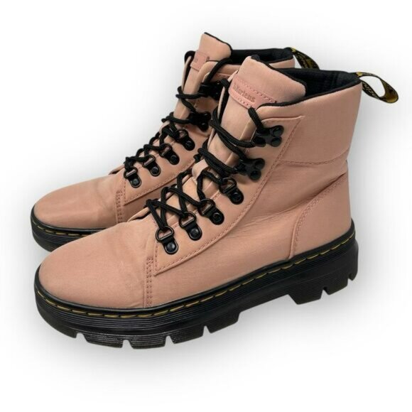 Dr. Martens Doc Combs Nylon Combat Boots Peach Pink Women’s Size US 7 - Picture 2 of 11